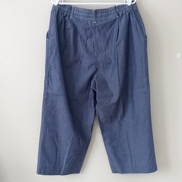 Denim & Co. Two Piece Pantsuit /Top & High-Waisted Cropped Ankle Pants L Blue - Picture 8 of 16